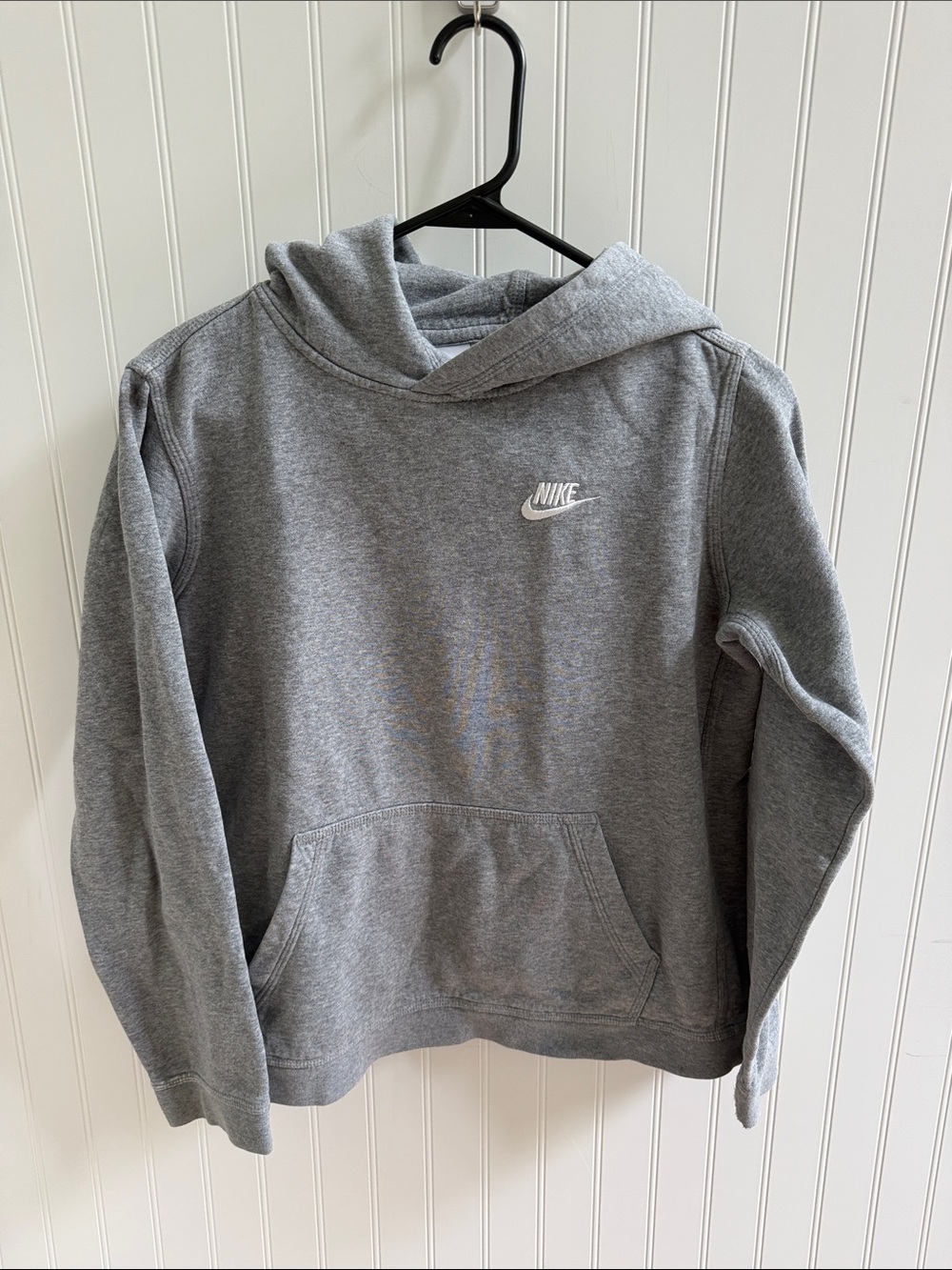 (351)Nike Gray Pullover Hoodie Kids Sweatshirt